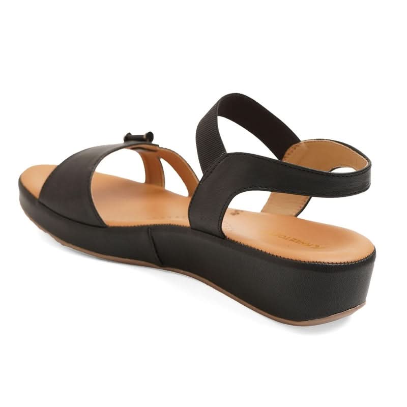 Classic Charming Black Leather Casual Sandals