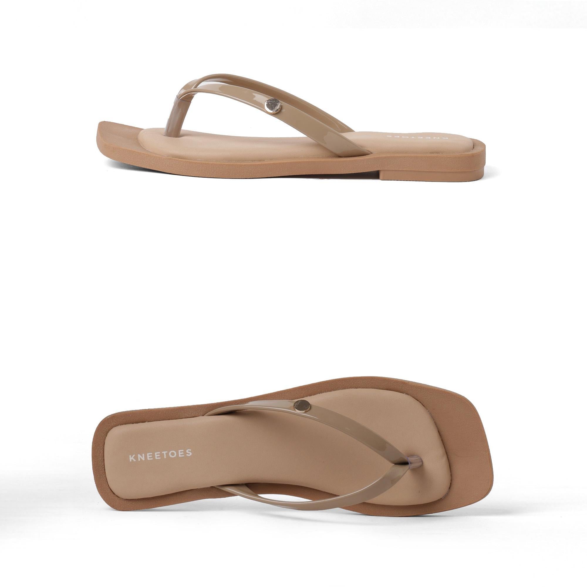 Two-tone Beige Flip-Flop Slippers
