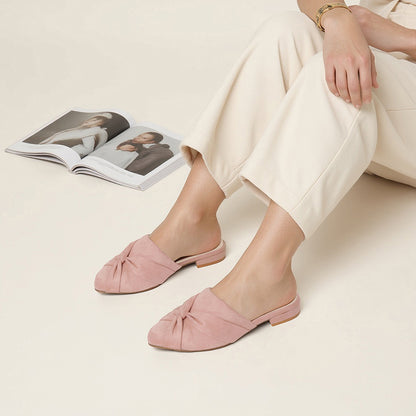 Plush Pink Suede Flats Mule