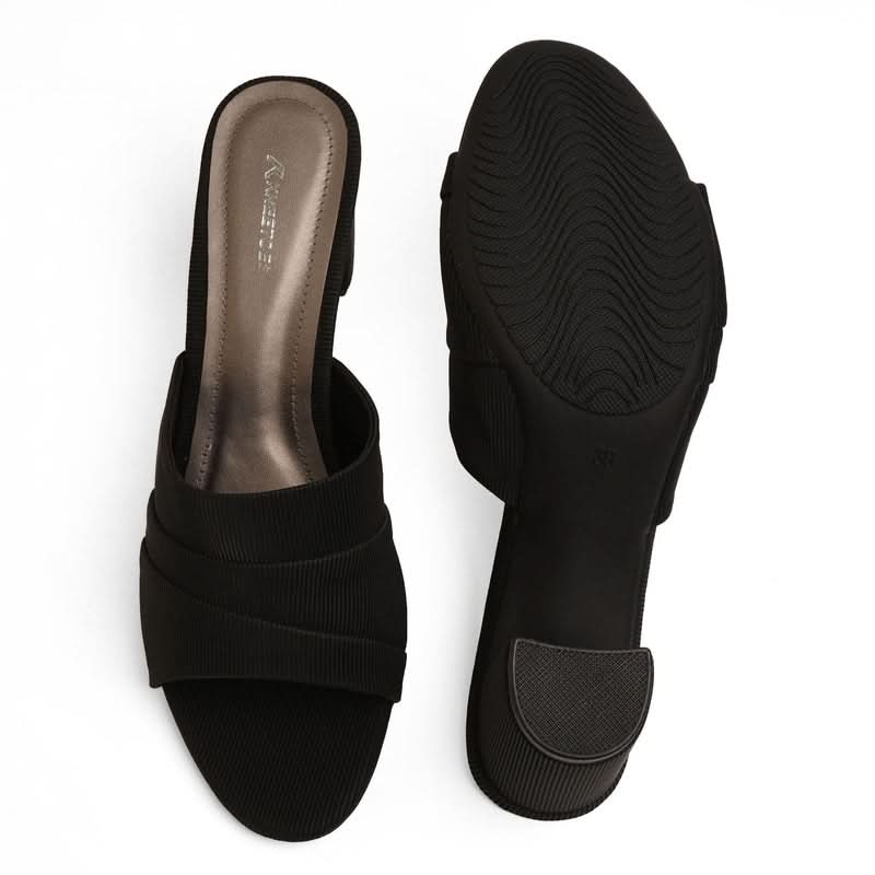 Matte Black Block Heel Sandals