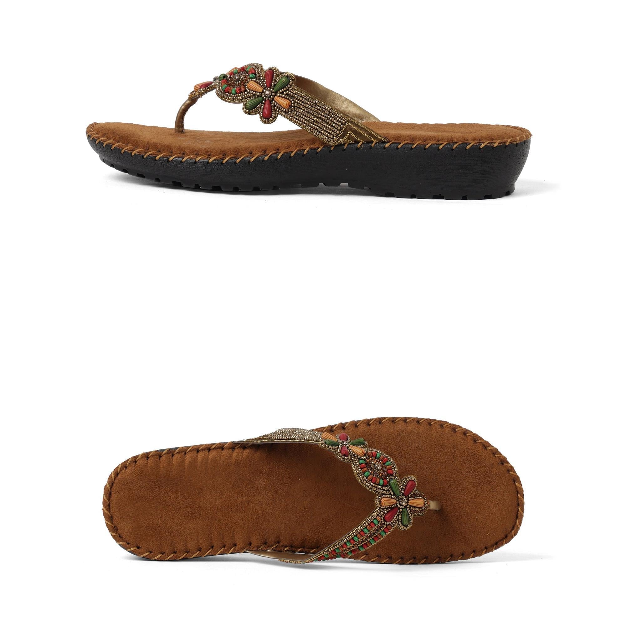 Bead Luxe Casual Brown Sandals