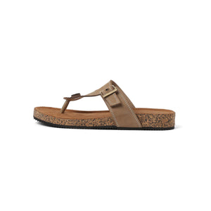 Staple Leather Beige Buckled Thong Sandals