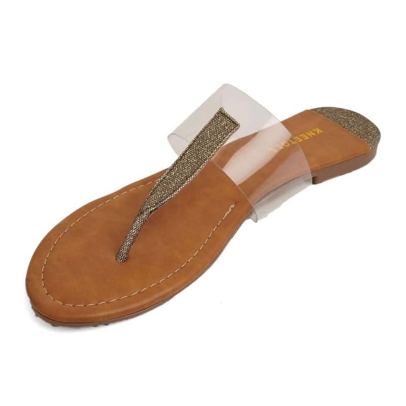Translucent Casual T-Strap Slippers