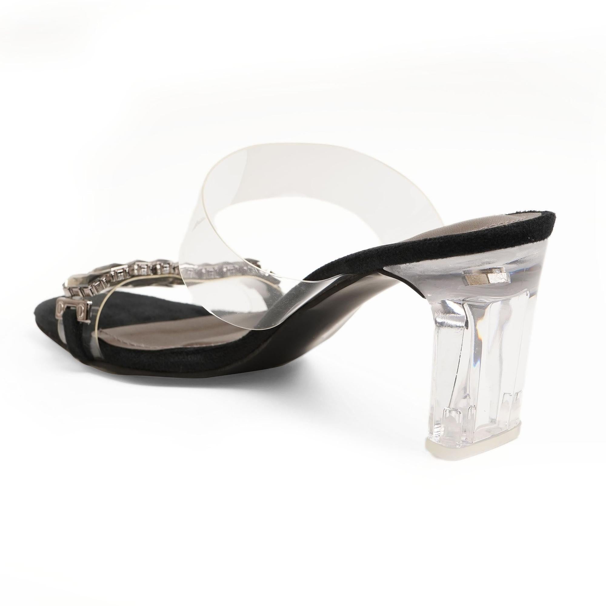 Sparkle Studs Black Block Party Sandals