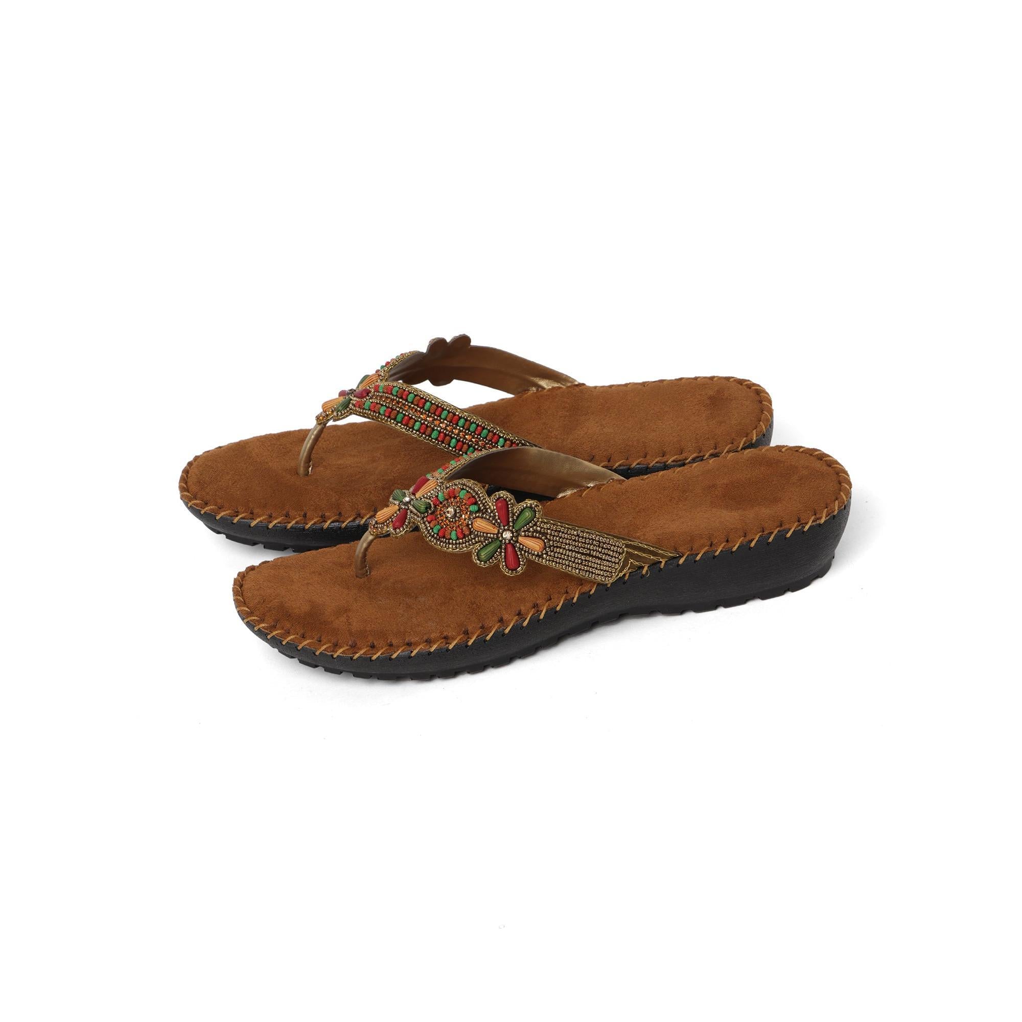 Bead Luxe Casual Brown Sandals