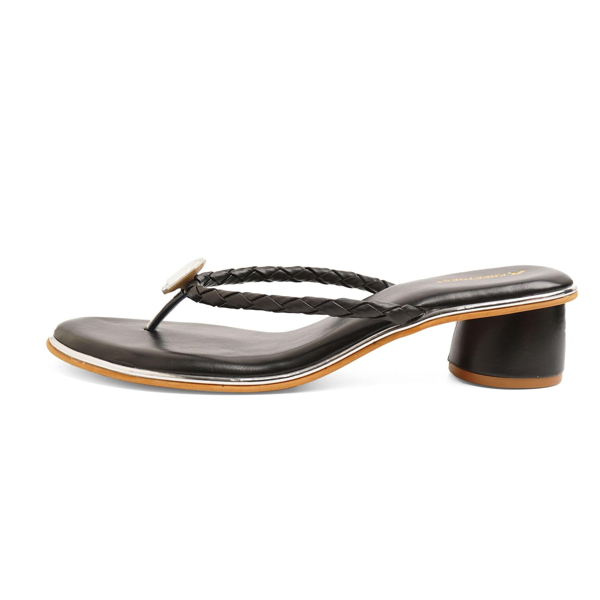 Sparkly Black Cylindrical Thong Sandals
