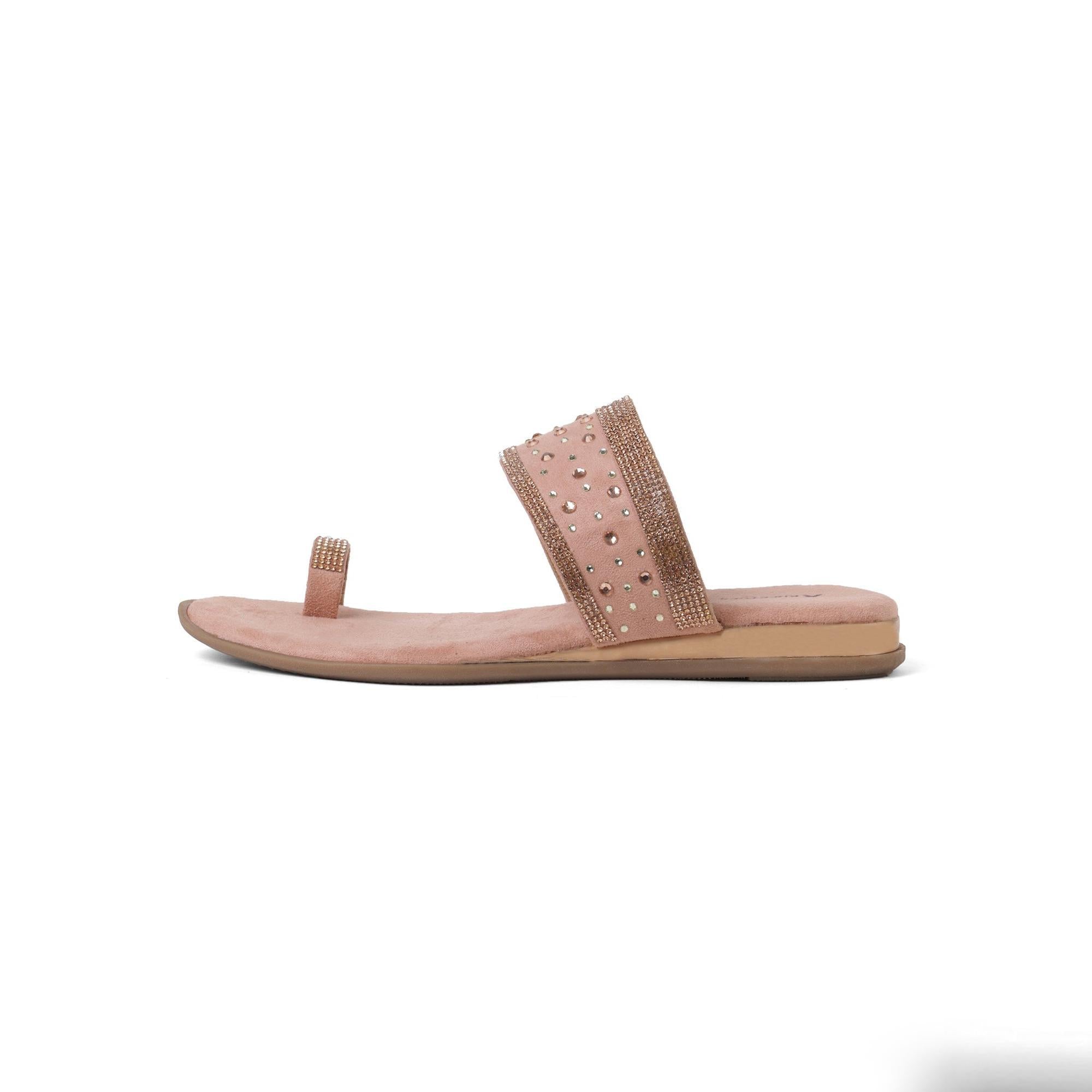 Pretty Pink Embellished One-Toe Sandals
