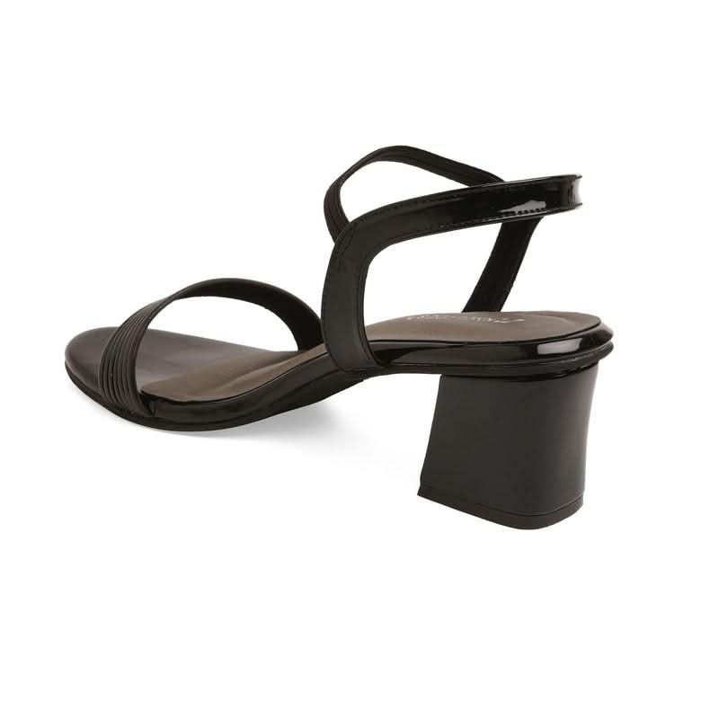 Classic Charm Black Block Heel Sandals
