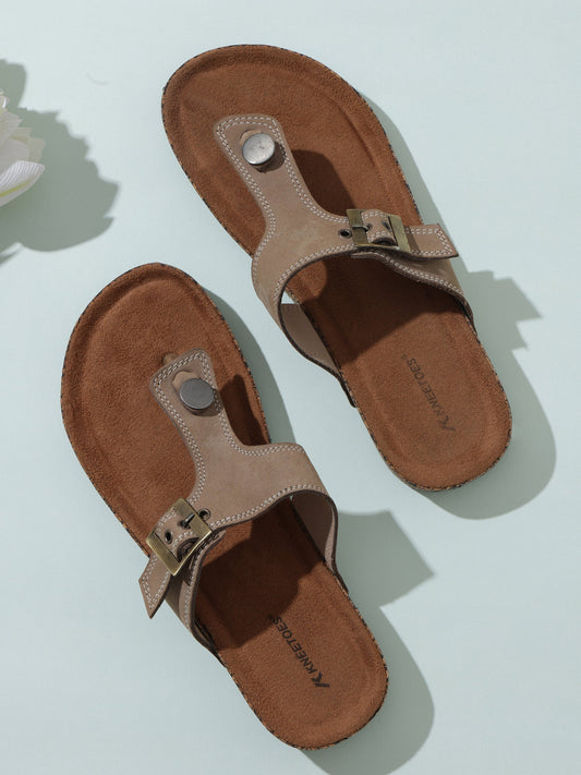 Beige Genuine Leather Sandal