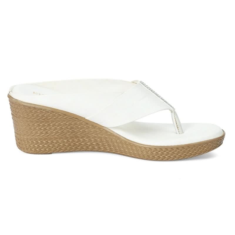 White Wedge Heel Thong Sandals