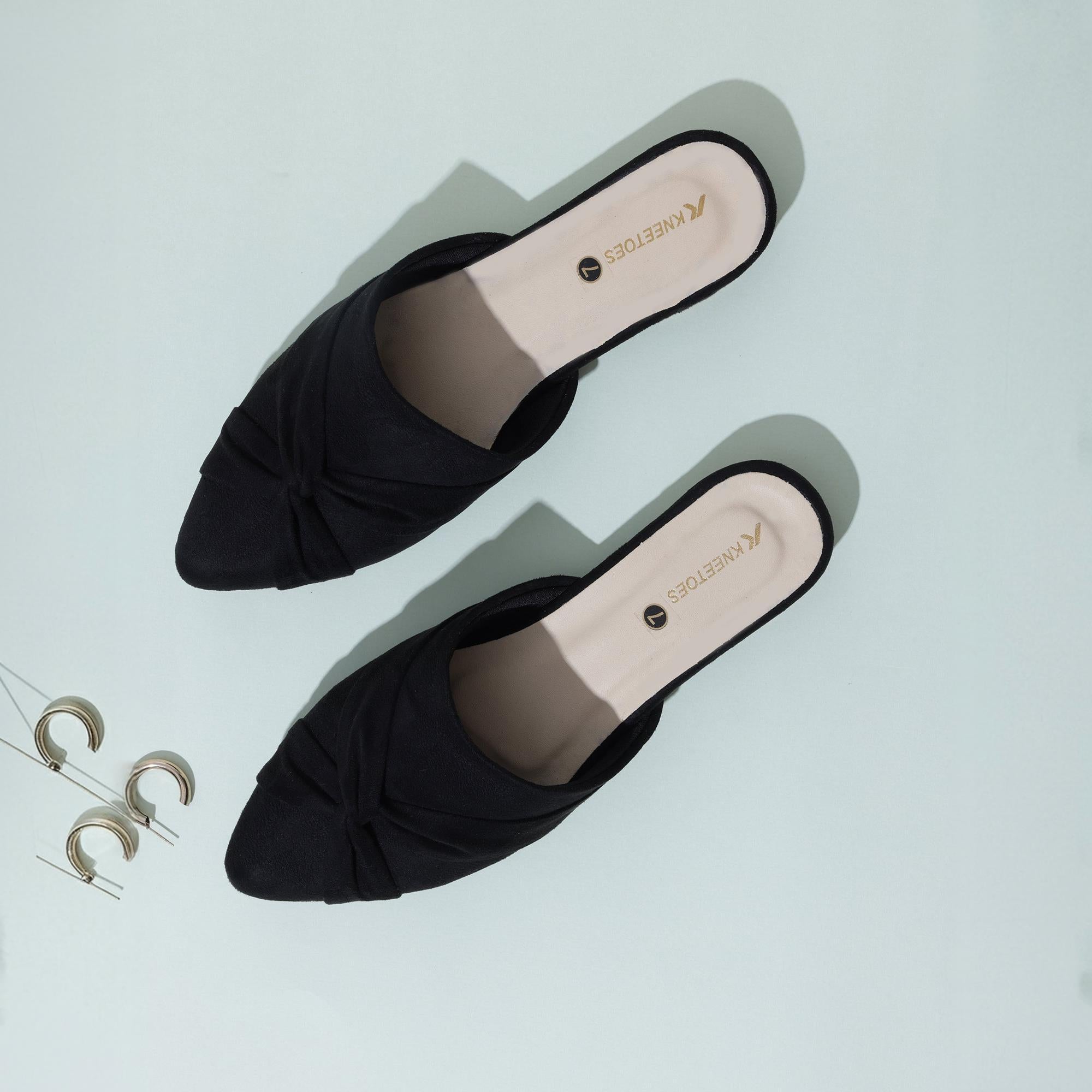 Staple Twist Black Block Heel Mules
