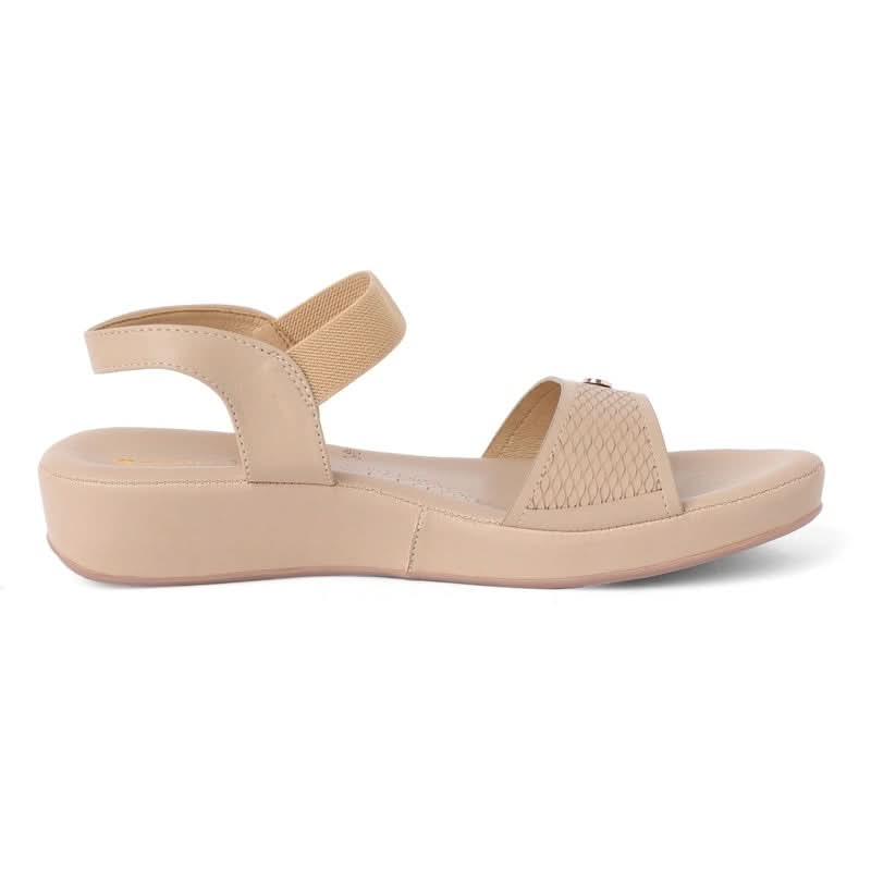 Textured Beige Open-Toe Sandals