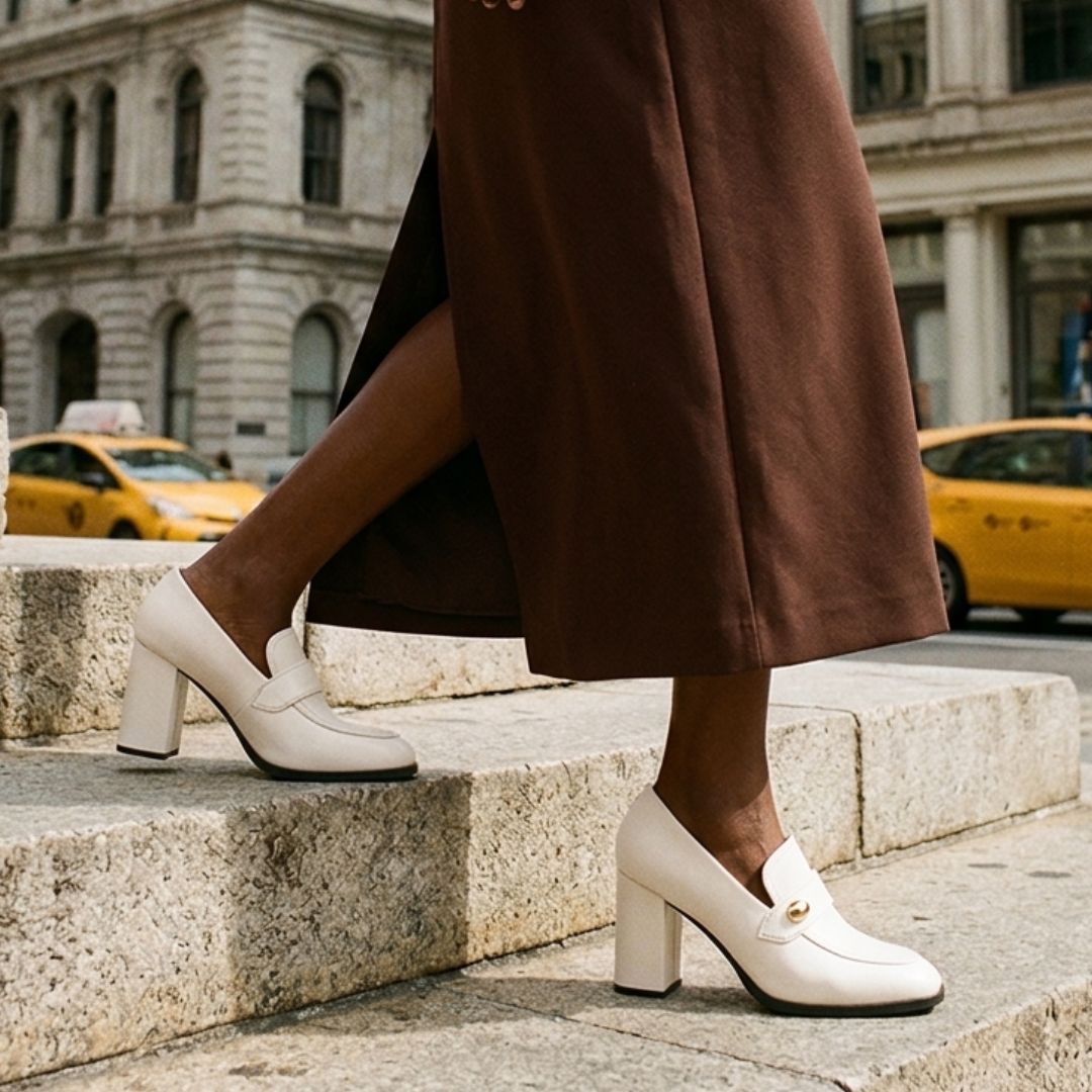 Vivienne – White  Penny Loafer Pump