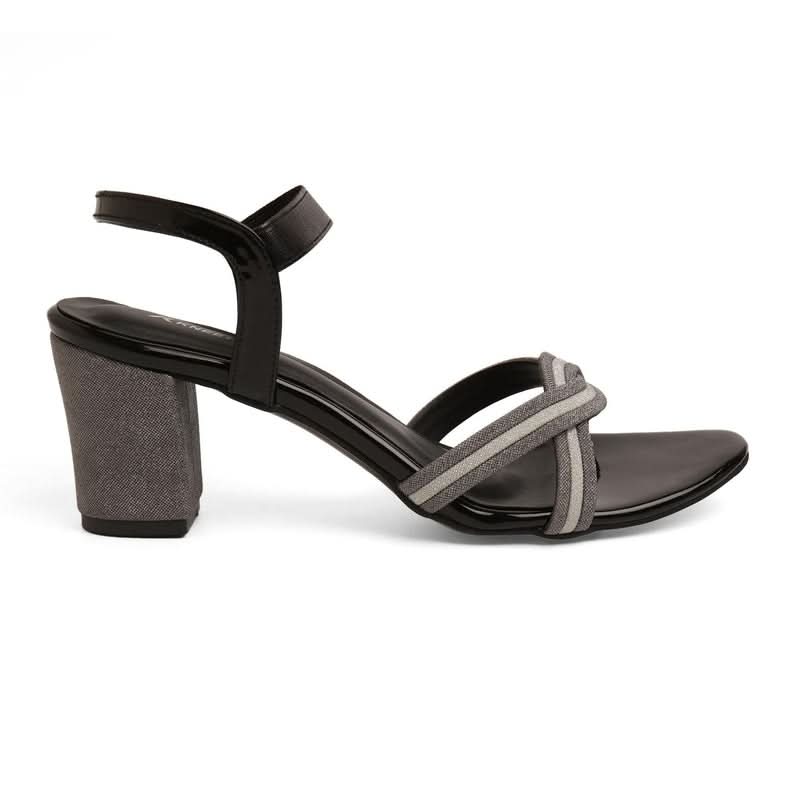 Shine Pop Black Criss-Cross Party Sandals