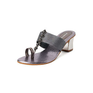 Bold Gem Embellished Metallic One-Toe Sandals