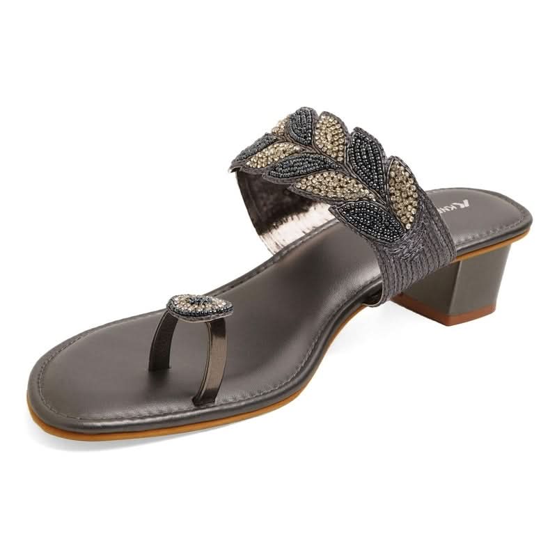 Bead Luxe Grey Block Sandals