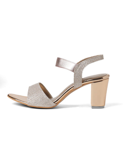 Elegant Rose Gold  Glittery Heeled Sandal