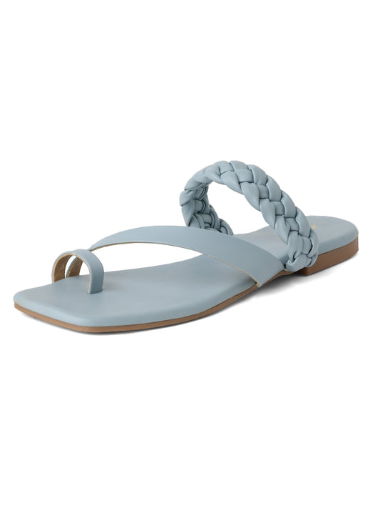 Fashionable Light Blue Synthetic Casual wear Flat
