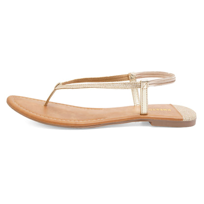 Fashionable Glitter Gold Flat Sandals For Everyday Casuals