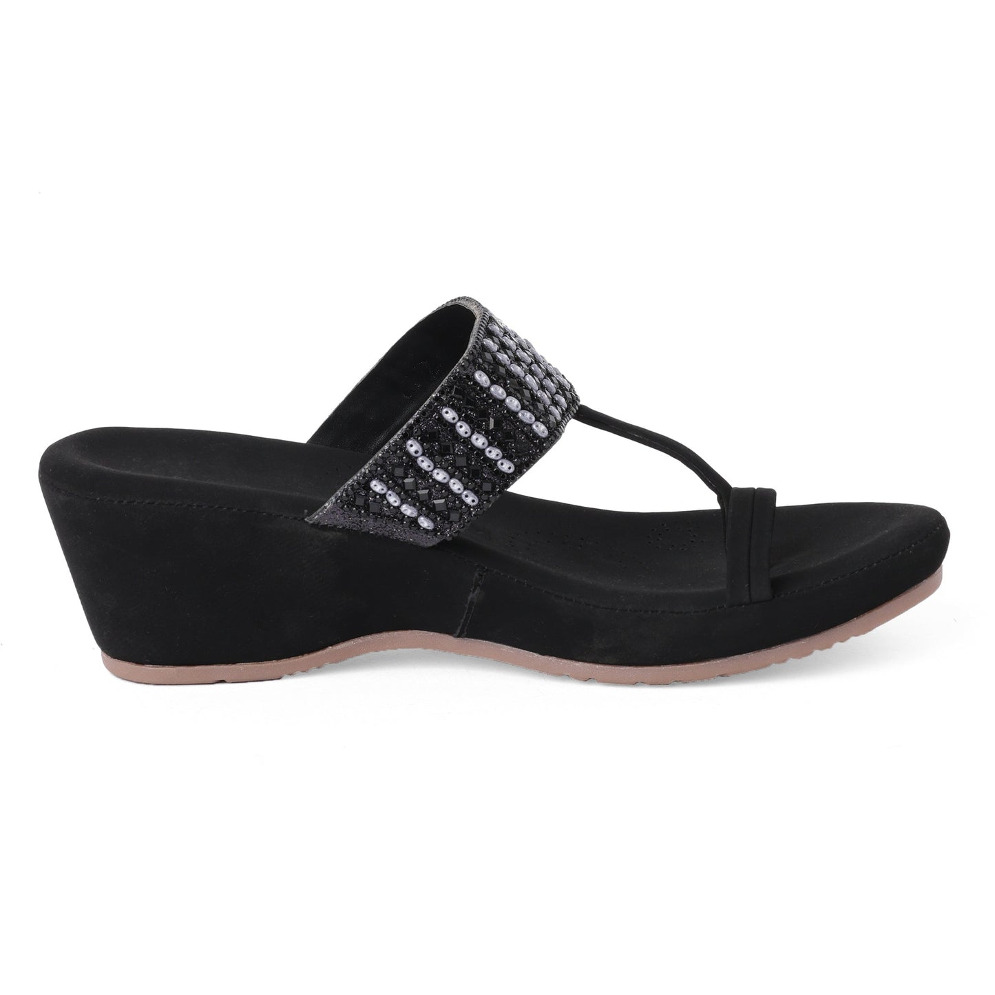 Elegant Zari Gold Wedge Heel Sandals For Wedding Wear