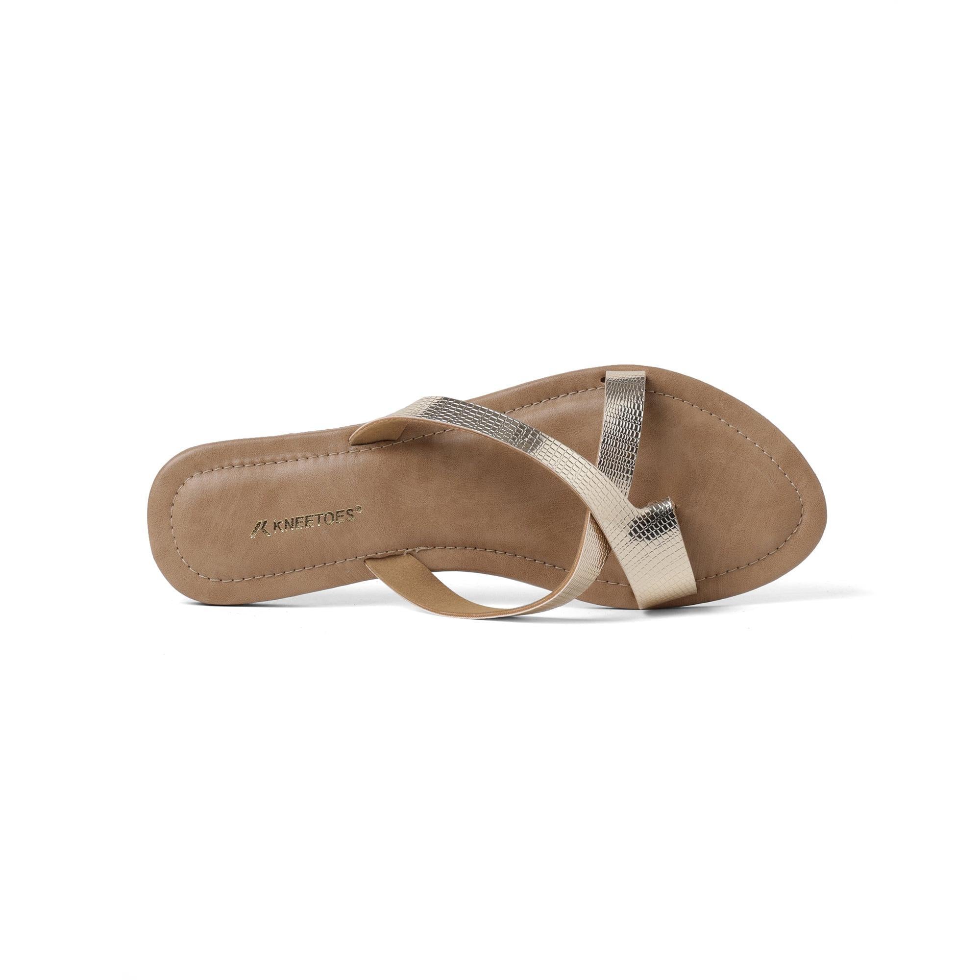 Radiant Gold Criss-Cross One-Toe Sandals