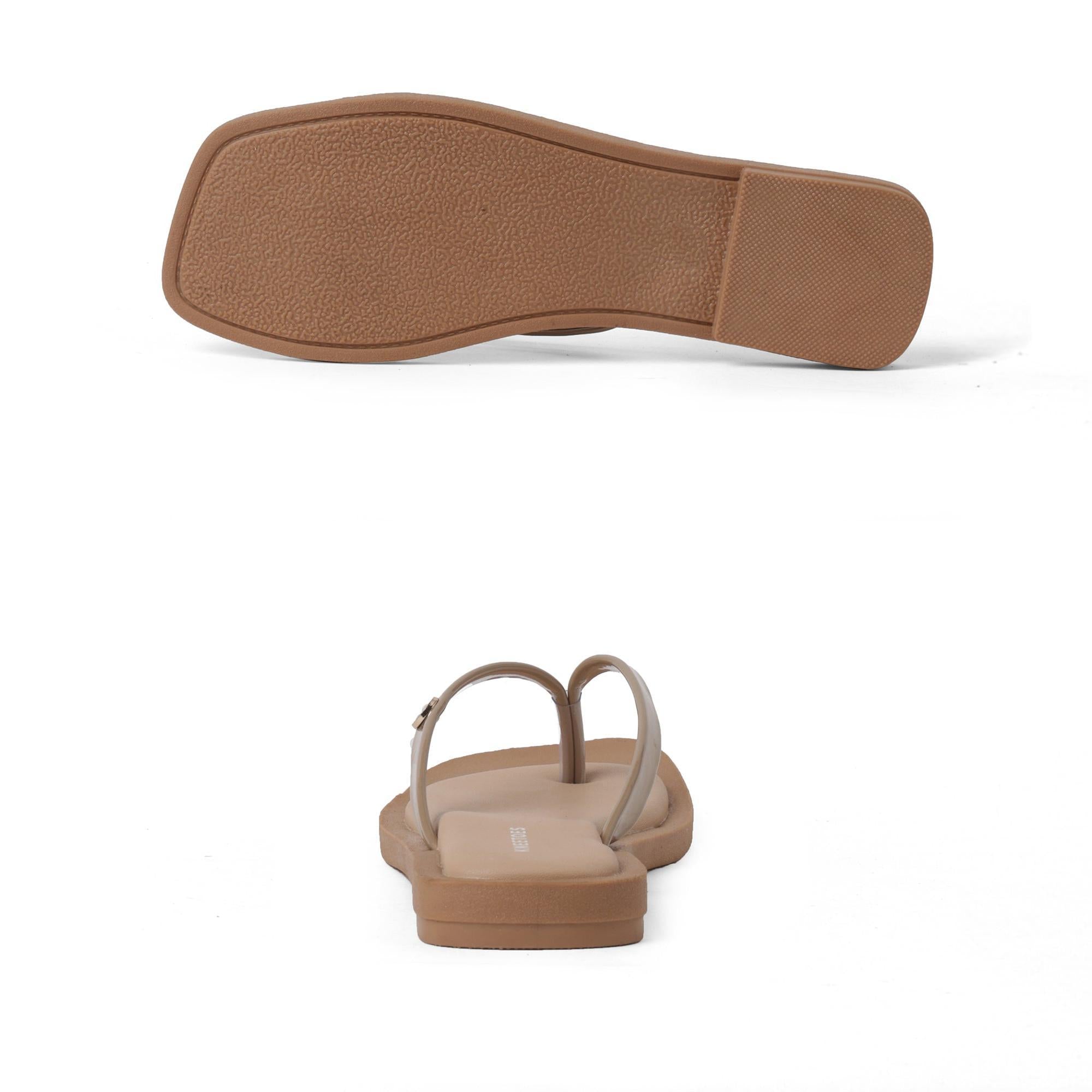Two-tone Beige Flip-Flop Slippers