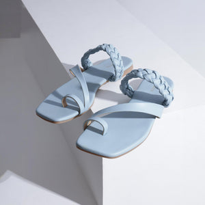 Braid Luxe Light Blue One-Toe Sandals