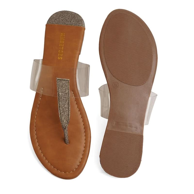 Translucent Casual T-Strap Slippers