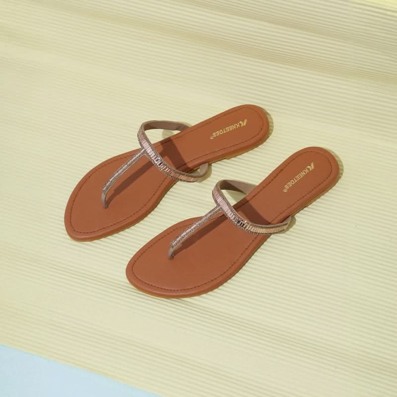 Gemglow Rose Gold Embellished T-Strap Sandals