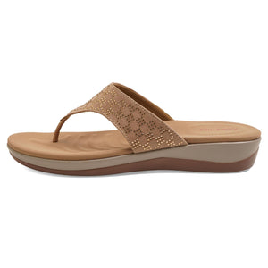 Brown Subtle Stone-Work Thong Sandals