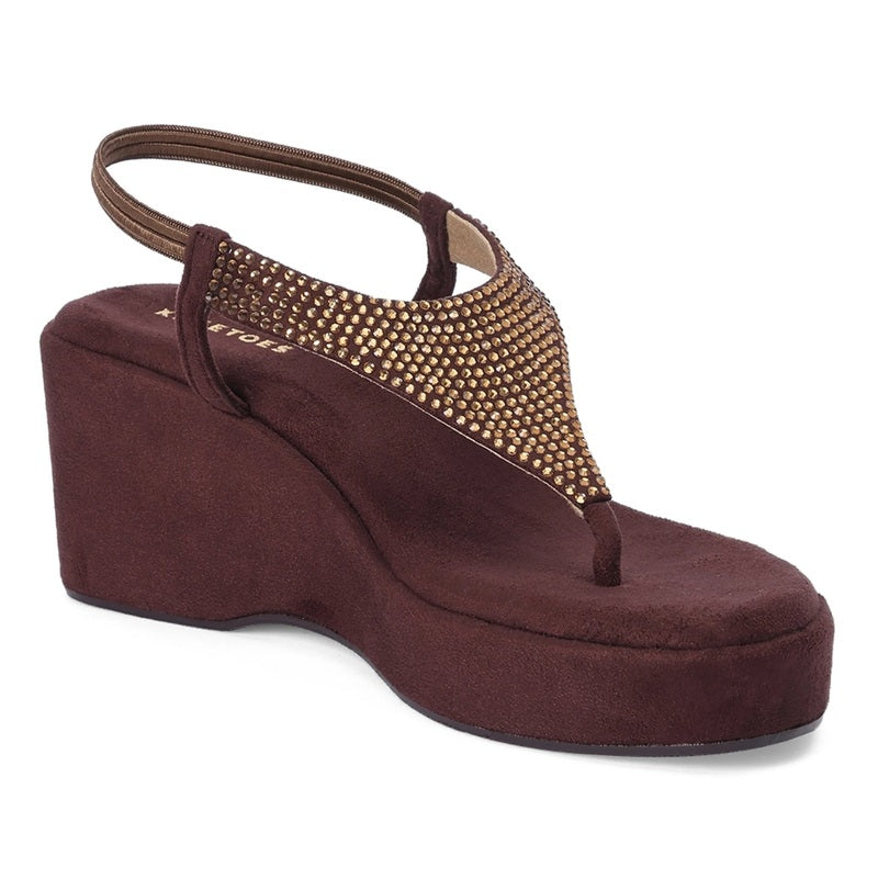 Burgundy Wedge Heel Thong Sandals