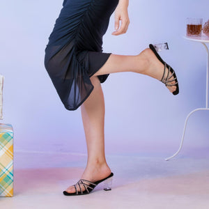 Sparkly Black Criss-Cross Party Sandals