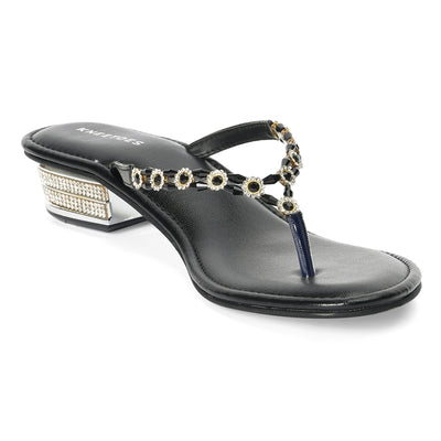 Black Comfortable Block Heel Thong Sandals