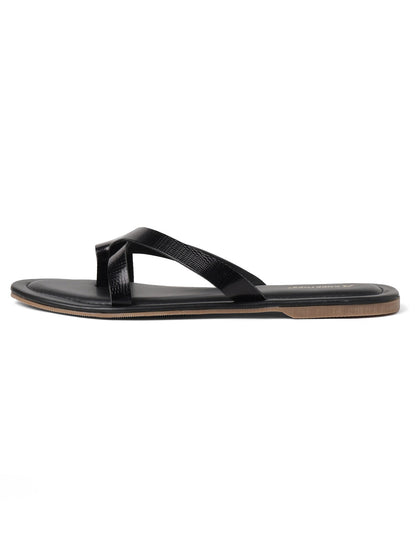 Sleek Black Cross Strap Flats