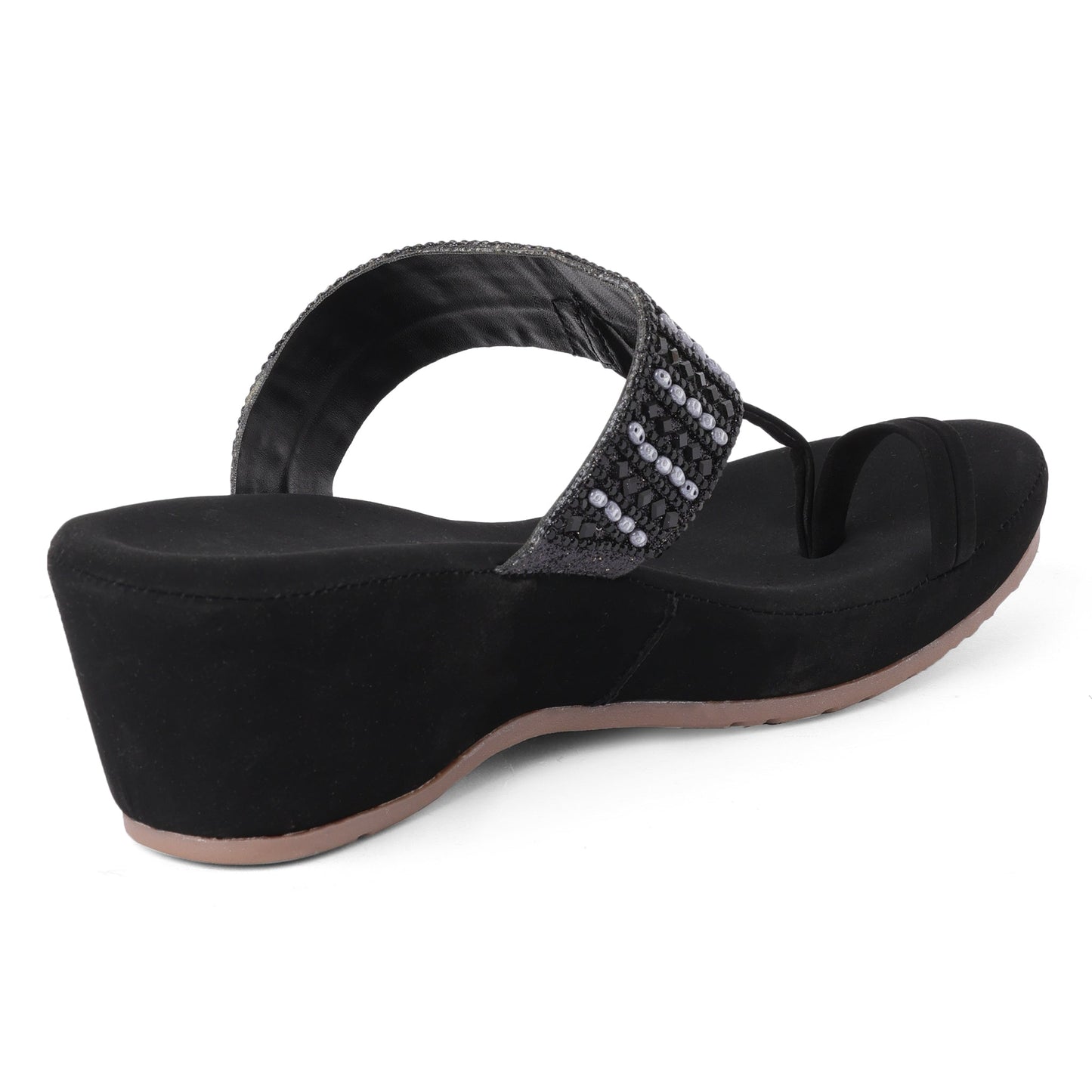 Elegant Zari Gold Wedge Heel Sandals For Wedding Wear