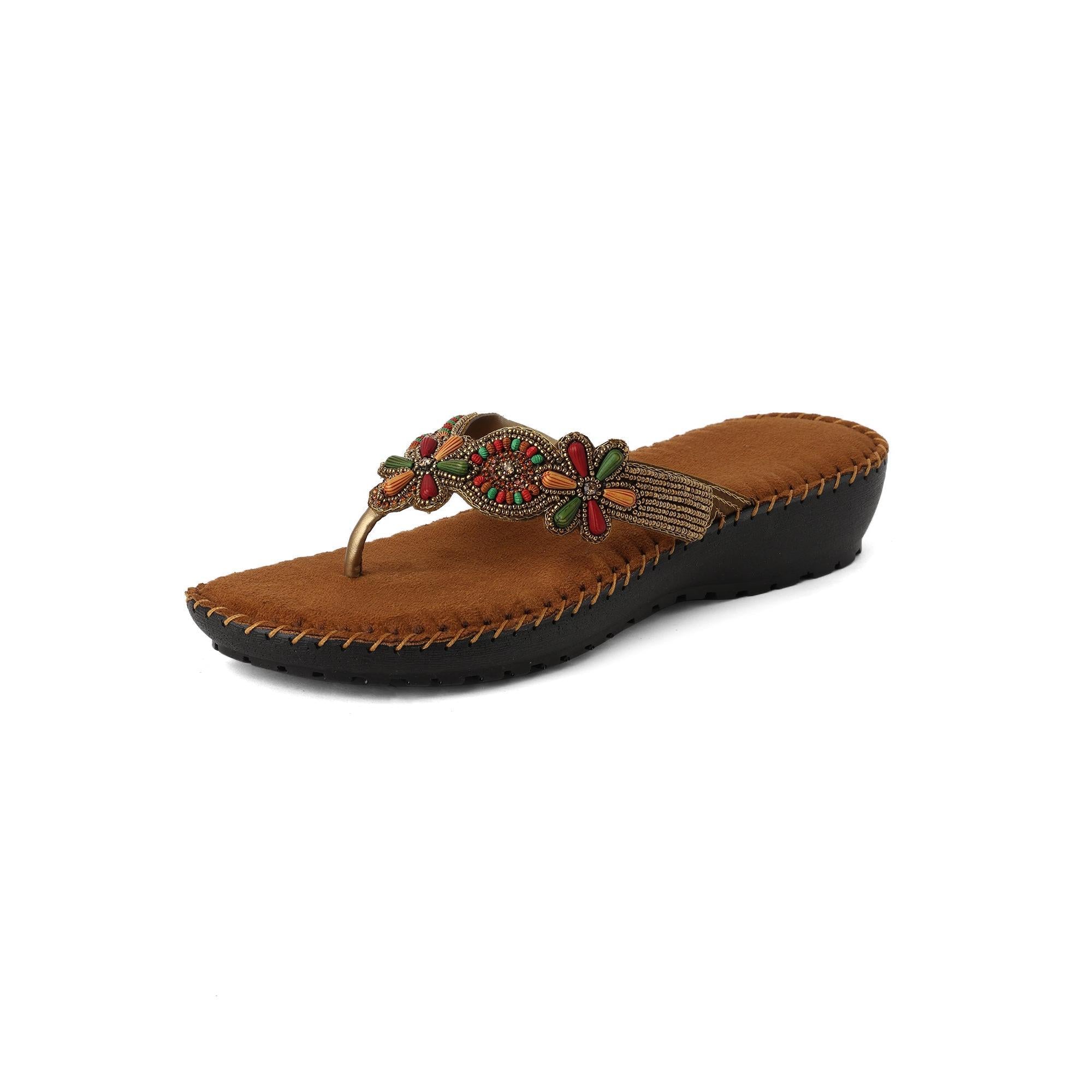 Bead Luxe Casual Brown Sandals