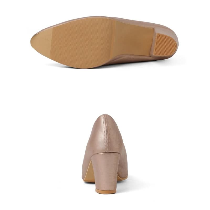 Soft Glow Gold Block Heel Pumps