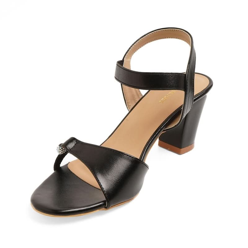 Bold Black Block Heel Party Sandals
