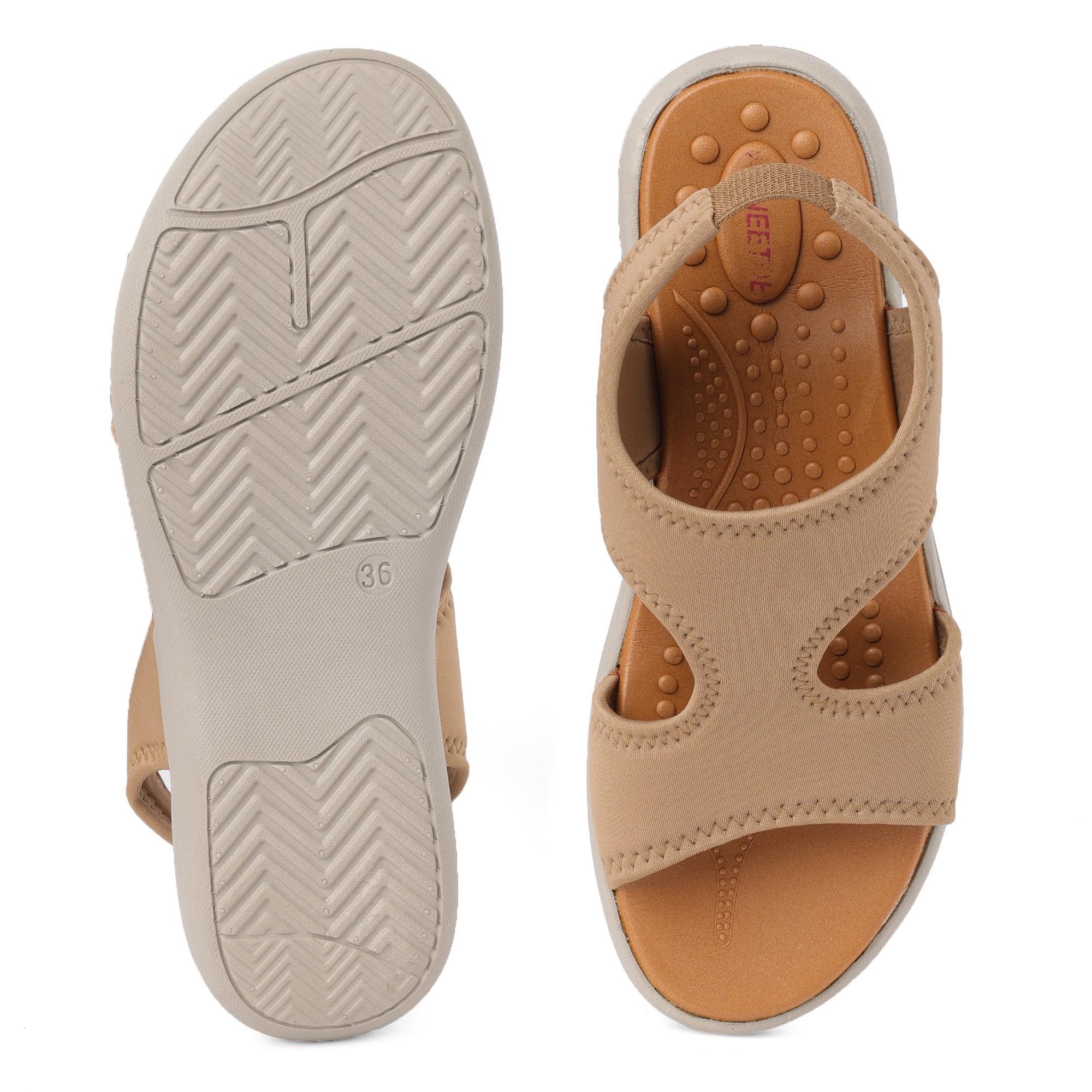 Beige Cut-Out Open-Toe Casual Sandals