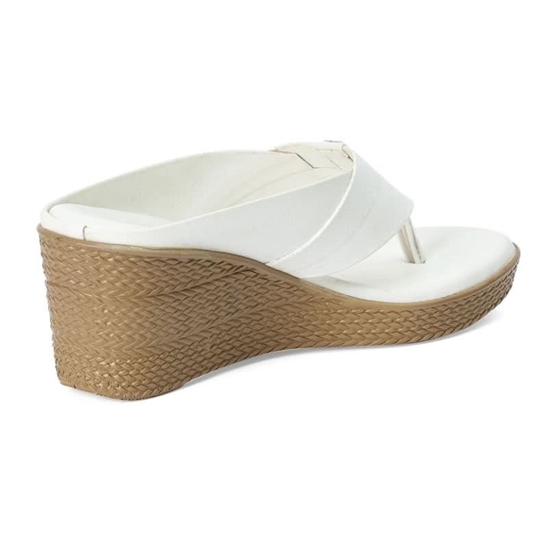 White Wedge Heel Thong Sandals