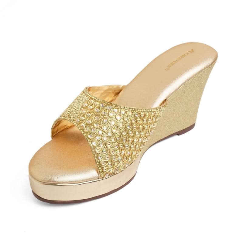 Gleamglow Gold Wedge Heel Sandals