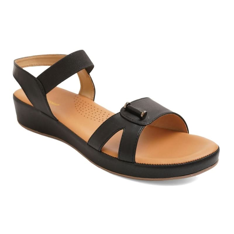 Classic Charming Black Leather Casual Sandals