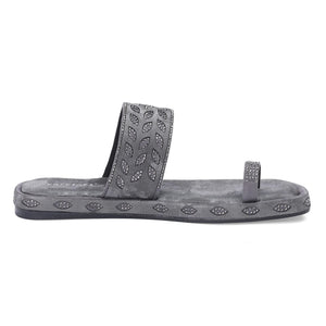 Grey Flat Comfortable One-Toe Sandals