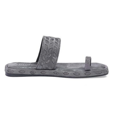 Grey Flat Comfortable One-Toe Sandals