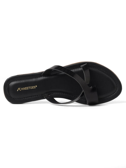 Sleek Black Cross Strap Flats