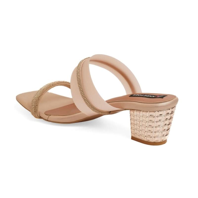 Gemglow Rose Gold Block Heel Sandals