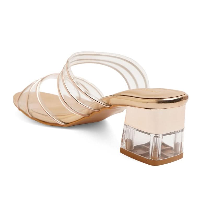 Bold Gold Block Heel Party Sandals