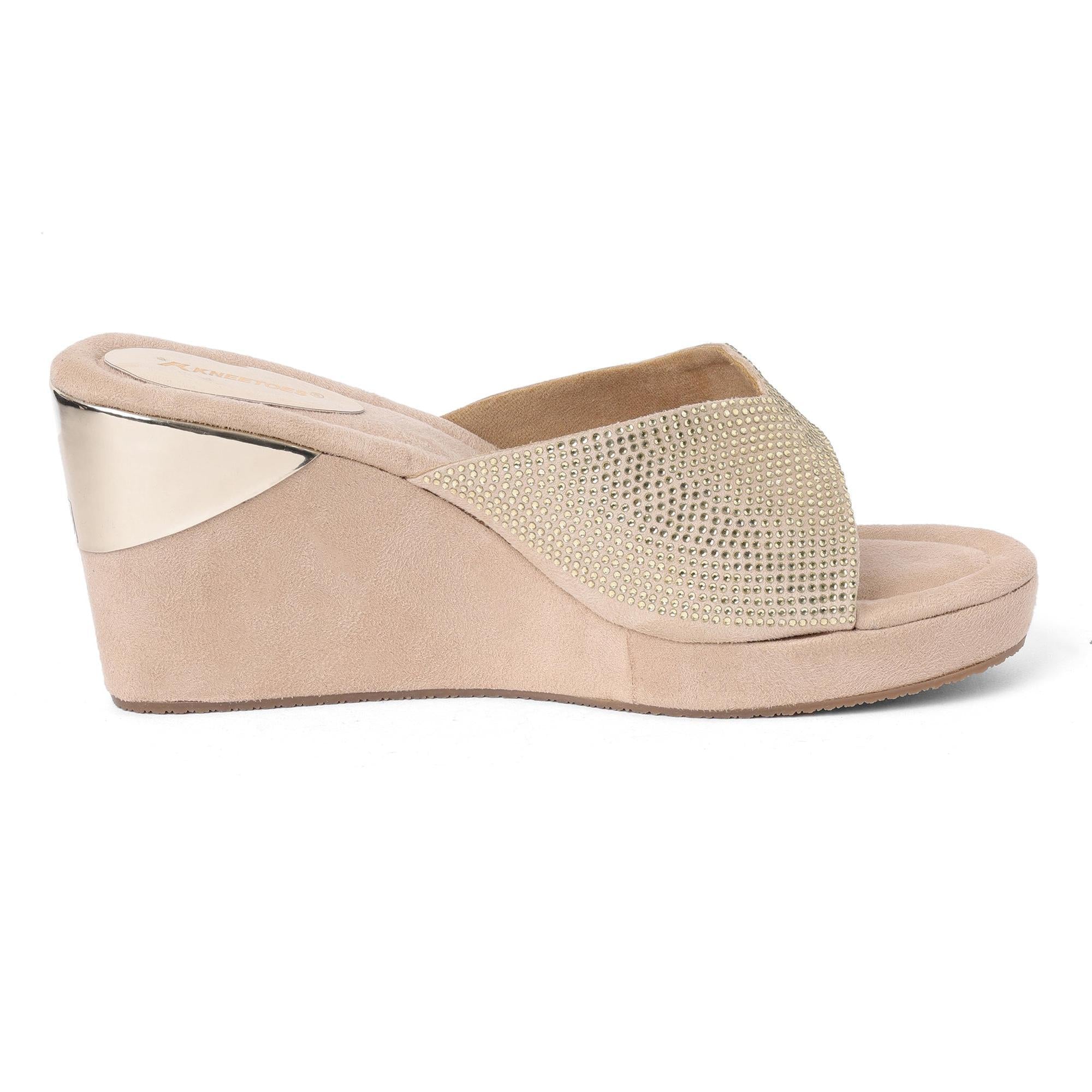 Gemglow Gold Wedge Sandals
