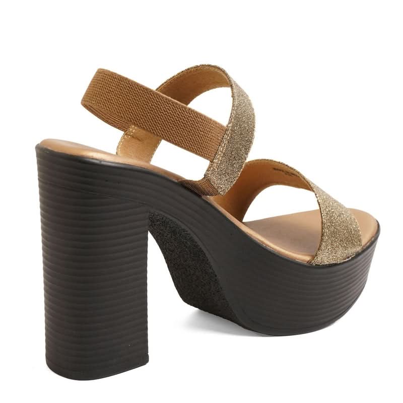 Lustrous Gold Stacked High Heels