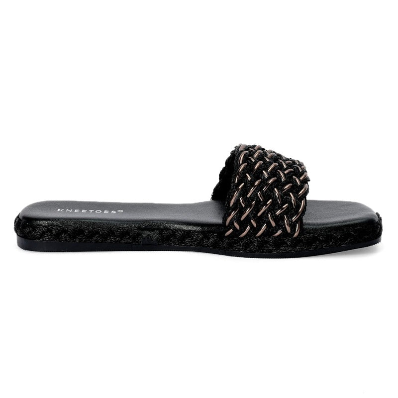 Black Metallic Weave Slip-Ons